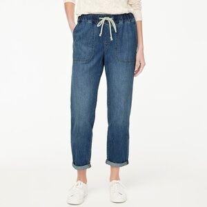 NWT!! J. CREW Factory Denim Drawstring Pants Elastic Waist Size 33P 33 Petite
